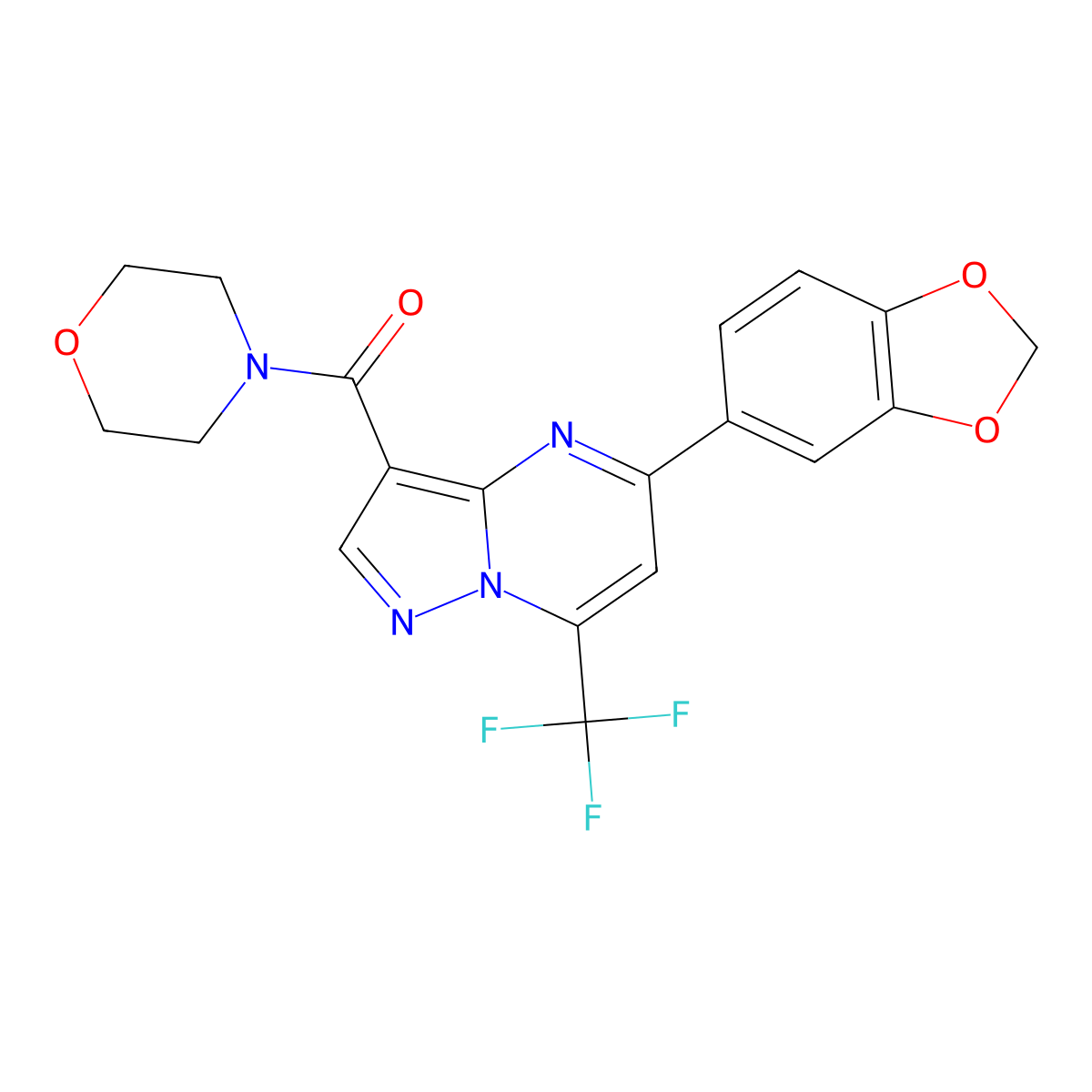 5-(1,3-Benzodioxol-5-yl)-3-(4-morpholinylcarbonyl)-7-(trifluoromethyl)pyrazolo[1,5-a]pyrimidine molecular structure, CAS 313389-12-7