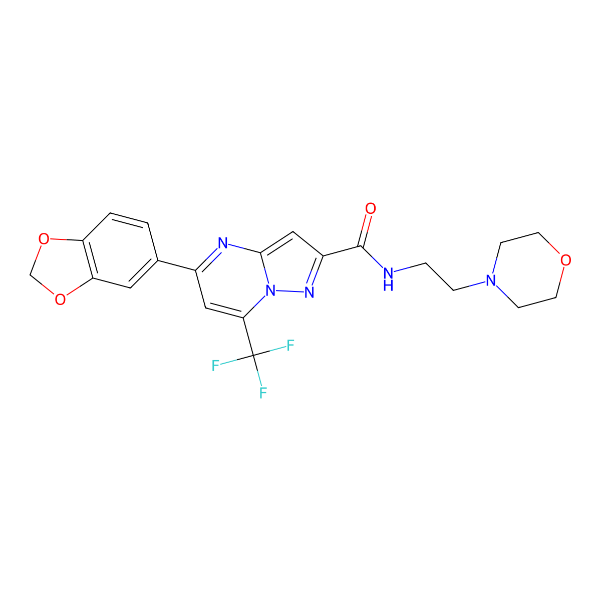 5-(1,3-benzodioxol-5-yl)-N-(2-morpholin-4-ylethyl)-7-(trifluoromethyl)pyrazolo[1,5-a]pyrimidine-2-carboxamide molecular structure, CAS 313389-20-7
