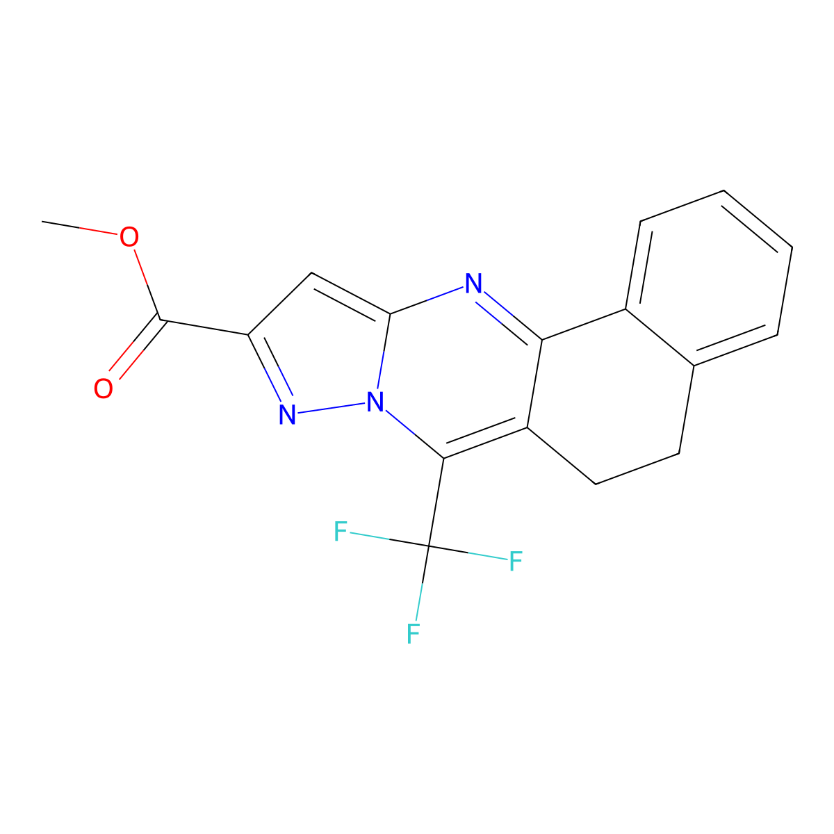 Methyl 7-(trifluoromethyl)-5,6-dihydrobenzo[h]pyrazolo[5,1-b]quinazoline-10-carboxylate molecular structure, CAS 313389-78-5