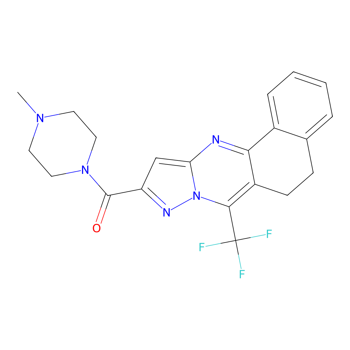 (4-Methylpiperazino)[7-(trifluoromethyl)-5,6-dihydrobenzo[h]pyrazolo[5,1-b]quinazolin-10-yl]methanone molecular structure, CAS 313389-82-1