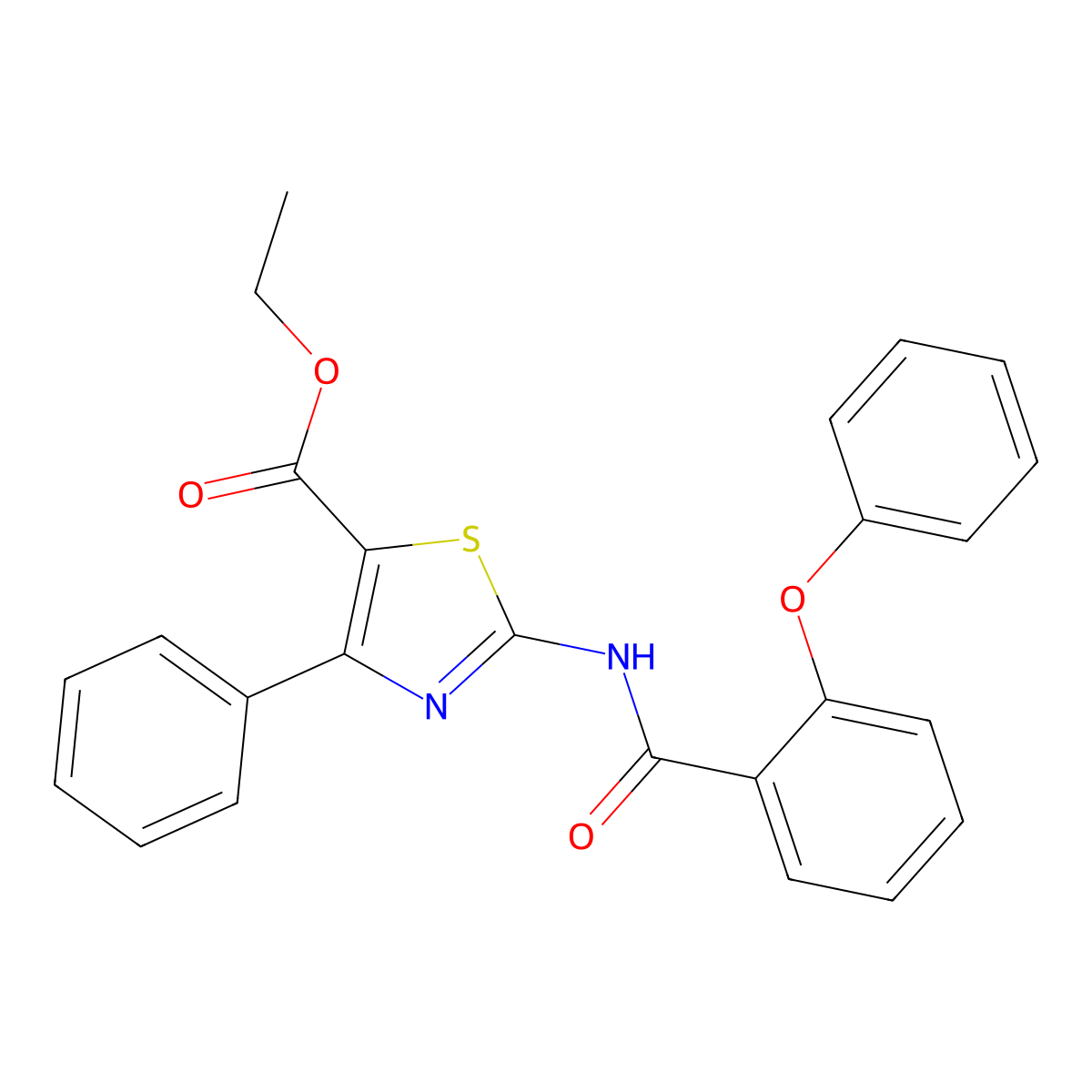 Ethyl 2-[(2-phenoxybenzoyl)amino]-4-phenyl-1,3-thiazole-5-carboxylate molecular structure, CAS 313391-57-0