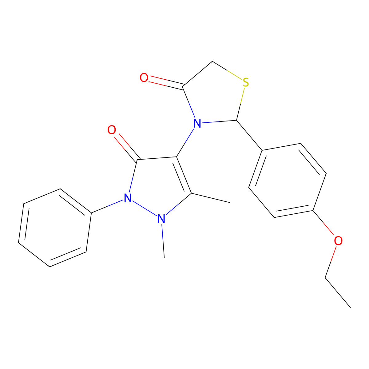 3-(1,5-dimethyl-3-oxo-2-phenyl-2,3-dihydro-1H-pyrazol-4-yl)-2-(4-ethoxyphenyl)-1,3-thiazolidin-4-one molecular structure, CAS 313391-90-1