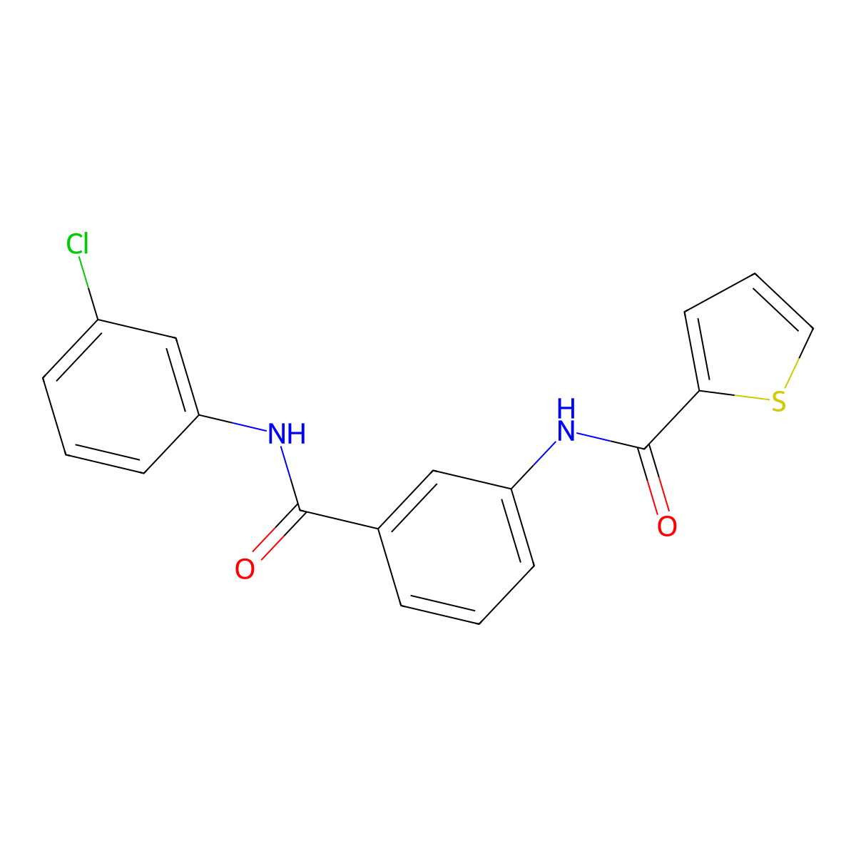 N-(3-{[(3-chlorophenyl)amino]carbonyl}phenyl)-2-thiophenecarboxamide molecular structure, CAS 313392-04-0