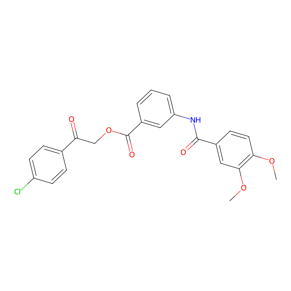 2-(4-Chlorophenyl)-2-oxoethyl 3-[(3,4-dimethoxybenzoyl)amino]benzoate molecular structure, CAS 313392-07-3