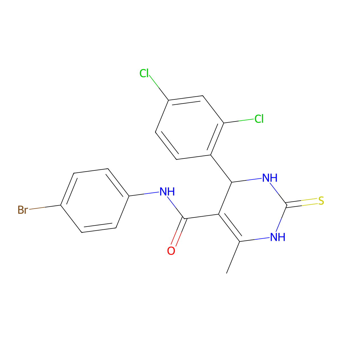 N-(4-bromophenyl)-4-(2,4-dichlorophenyl)-6-methyl-2-sulfanylidene-3,4-dihydro-1H-pyrimidine-5-carboxamide molecular structure, CAS 313392-22-2
