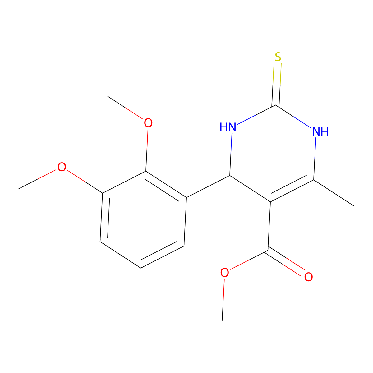 Methyl 4-(2,3-dimethoxyphenyl)-6-methyl-2-thioxo-1,2,3,4-tetrahydropyrimidine-5-carboxylate molecular structure, CAS 313392-24-4