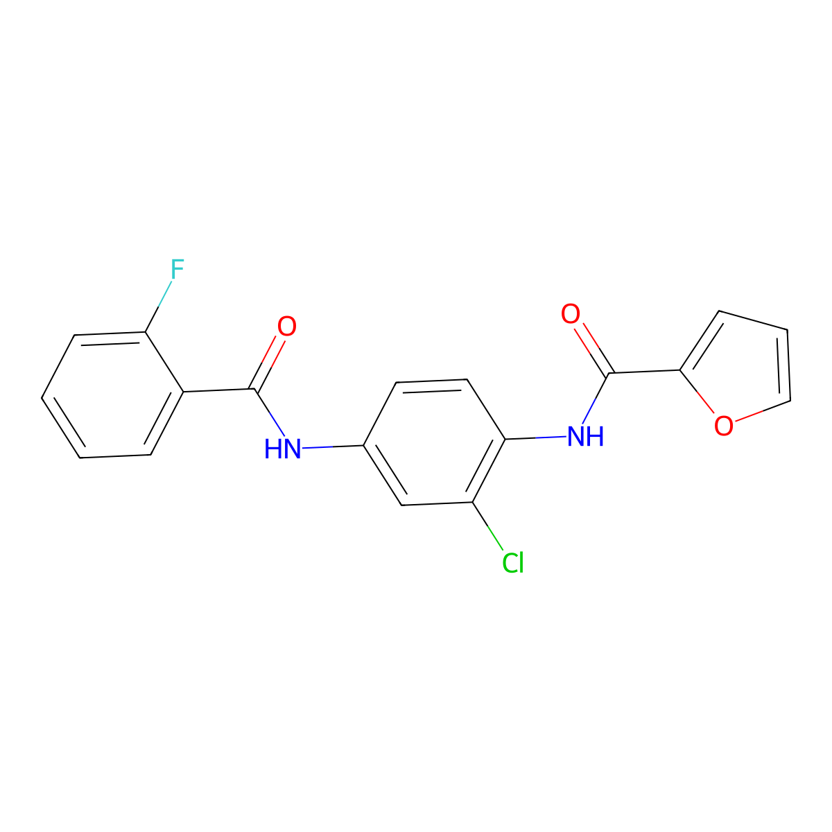 N-[2-chloro-4-[(2-fluorobenzoyl)amino]phenyl]furan-2-carboxamide molecular structure, CAS 313392-31-3