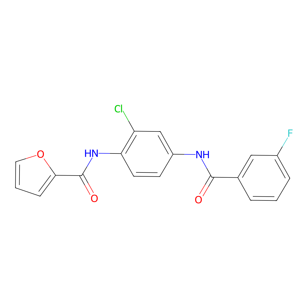 N-{2-chloro-4-[(3-fluorobenzoyl)amino]phenyl}-2-furamide molecular structure, CAS 313392-32-4