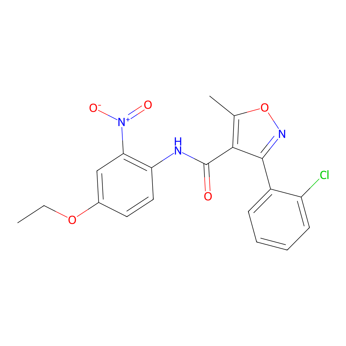 3-(2-Chlorophenyl)-N-(4-ethoxy-2-nitrophenyl)-5-methyl-4-isoxazolecarboxamide molecular structure, CAS 313392-49-3