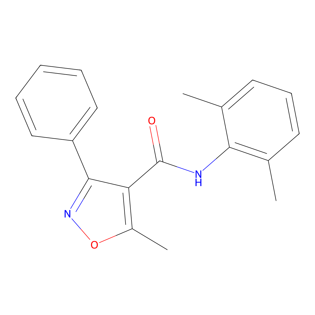 N-(2,6-dimethylphenyl)-5-methyl-3-phenyl-1,2-oxazole-4-carboxamide molecular structure, CAS 313392-52-8