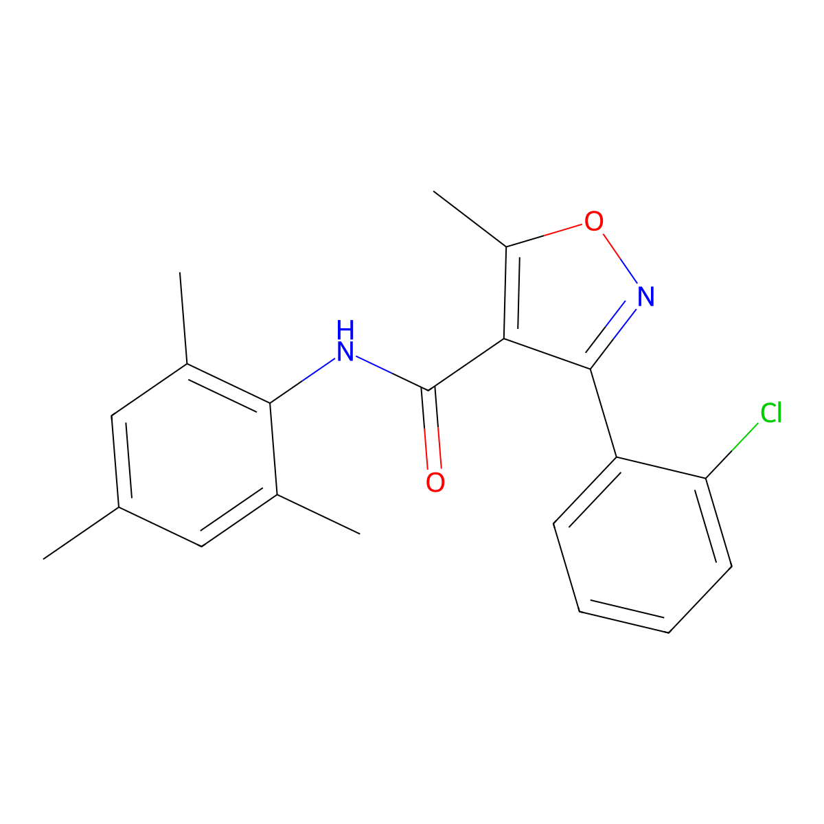 3-(2-chlorophenyl)-5-methyl-N-(2,4,6-trimethylphenyl)-1,2-oxazole-4-carboxamide molecular structure, CAS 313392-53-9