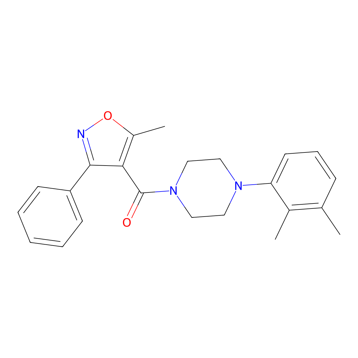 [4-(2,3-Dimethylphenyl)piperazin-1-yl]-(5-methyl-3-phenyl-1,2-oxazol-4-yl)methanone molecular structure, CAS 313392-55-1