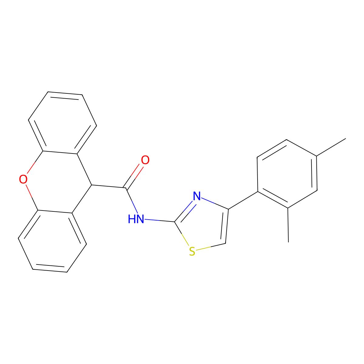 N-[4-(2,4-dimethylphenyl)-1,3-thiazol-2-yl]-9H-xanthene-9-carboxamide molecular structure, CAS 313392-56-2