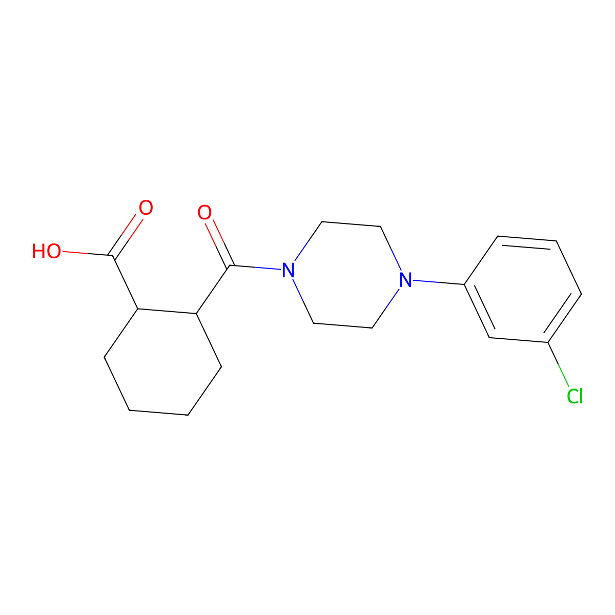 2-{[4-(3-Chlorophenyl)piperazin-1-yl]carbonyl}cyclohexanecarboxylic acid molecular structure, CAS 313392-57-3