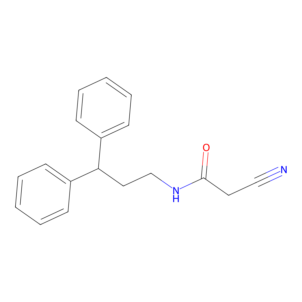 2-cyano-N-(3,3-diphenylpropyl)acetamide molecular structure, CAS 313392-60-8