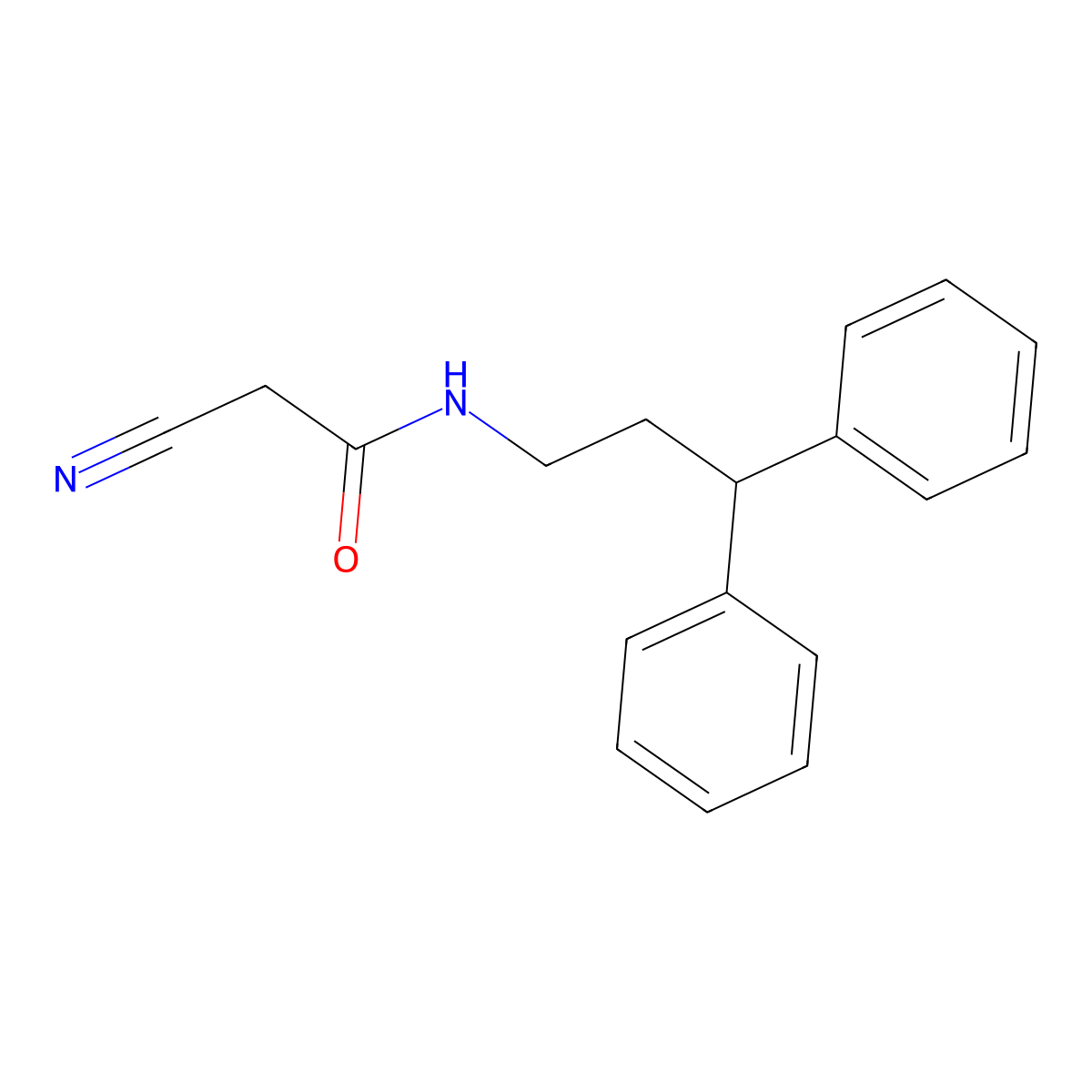 2-cyano-N-(3,3-diphenylpropyl)acetamide molecular structure, CAS 313392-60-8