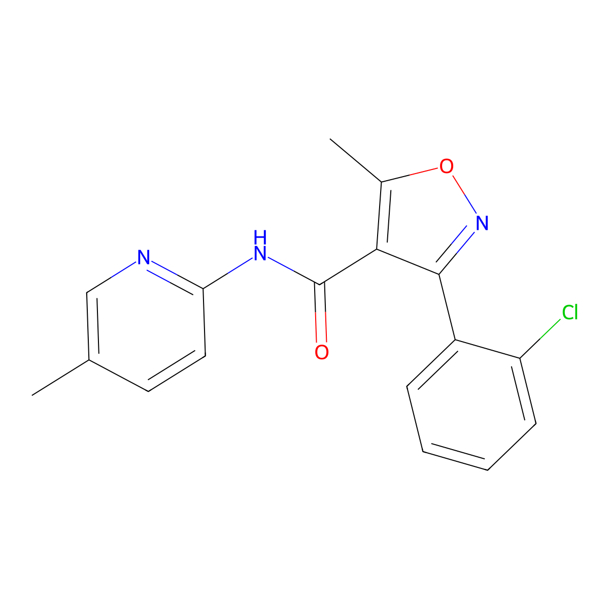 3-(2-chlorophenyl)-5-methyl-N-(5-methylpyridin-2-yl)-1,2-oxazole-4-carboxamide molecular structure, CAS 313392-67-5