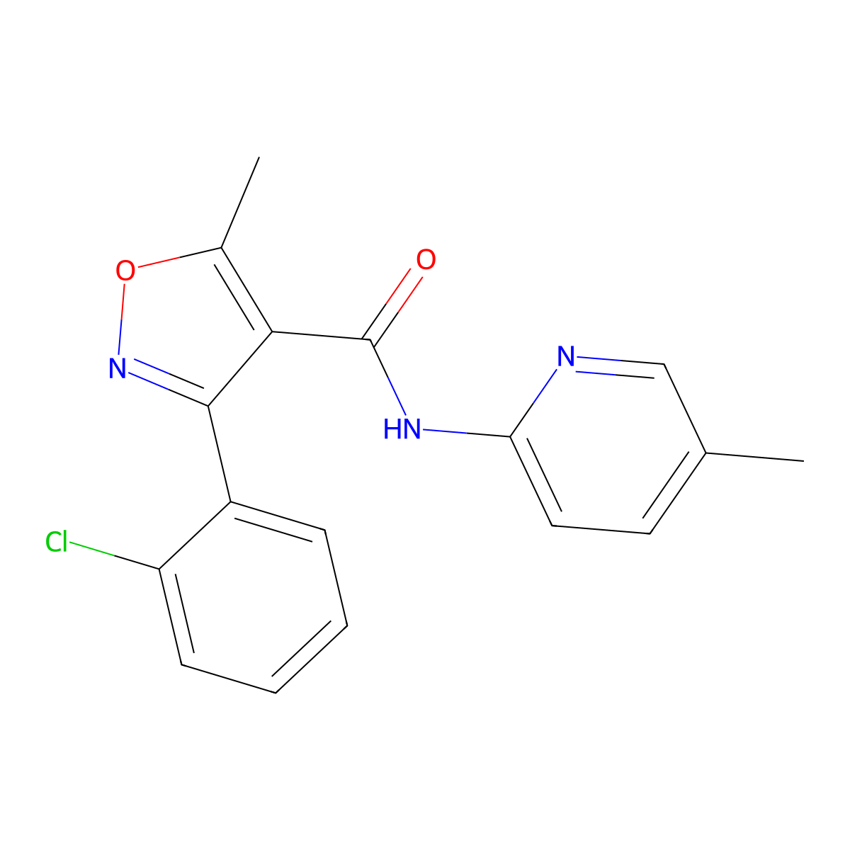 3-(2-chlorophenyl)-5-methyl-N-(5-methylpyridin-2-yl)-1,2-oxazole-4-carboxamide molecular structure, CAS 313392-67-5