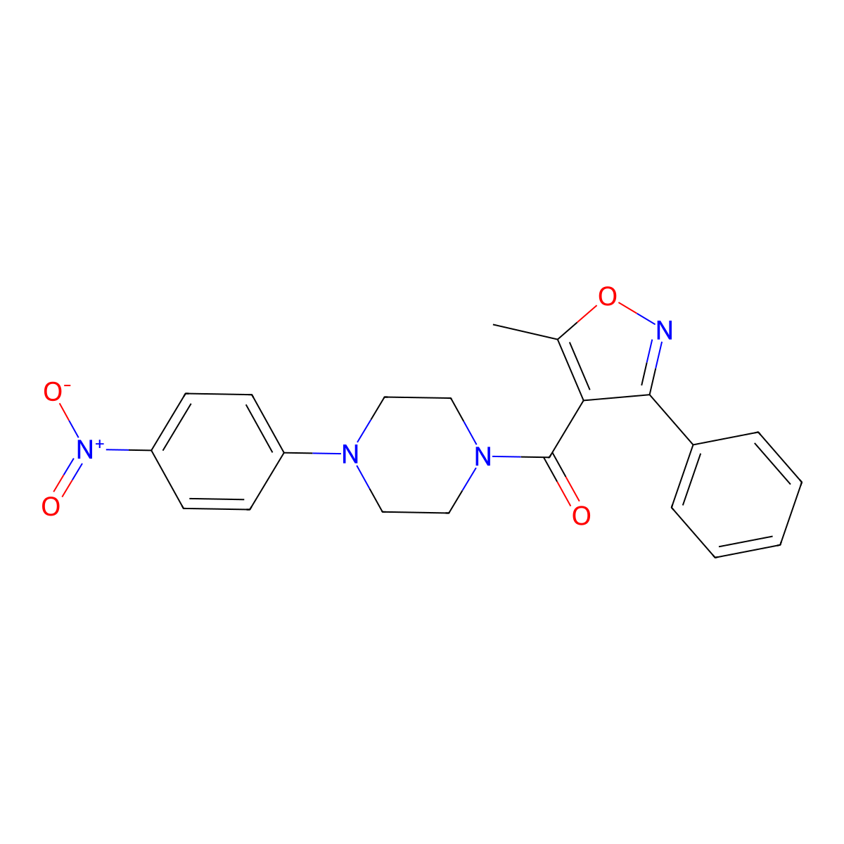 (5-Methyl-3-phenyl-1,2-oxazol-4-yl)-[4-(4-nitrophenyl)piperazin-1-yl]methanone molecular structure, CAS 313392-70-0