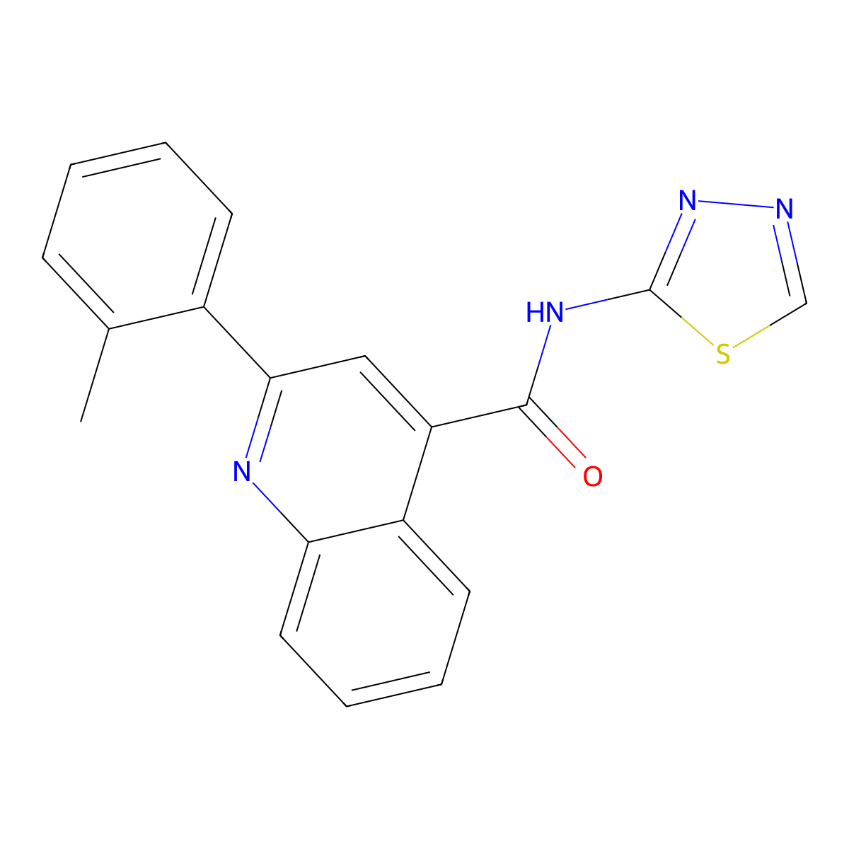 2-(2-methylphenyl)-N-(1,3,4-thiadiazol-2-yl)quinoline-4-carboxamide molecular structure, CAS 313392-79-9