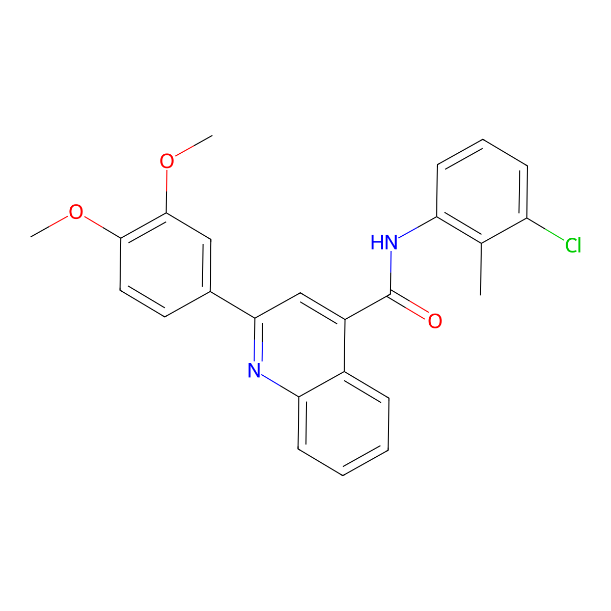 N-(3-chloro-2-methylphenyl)-2-(3,4-dimethoxyphenyl)quinoline-4-carboxamide molecular structure, CAS 313392-83-5