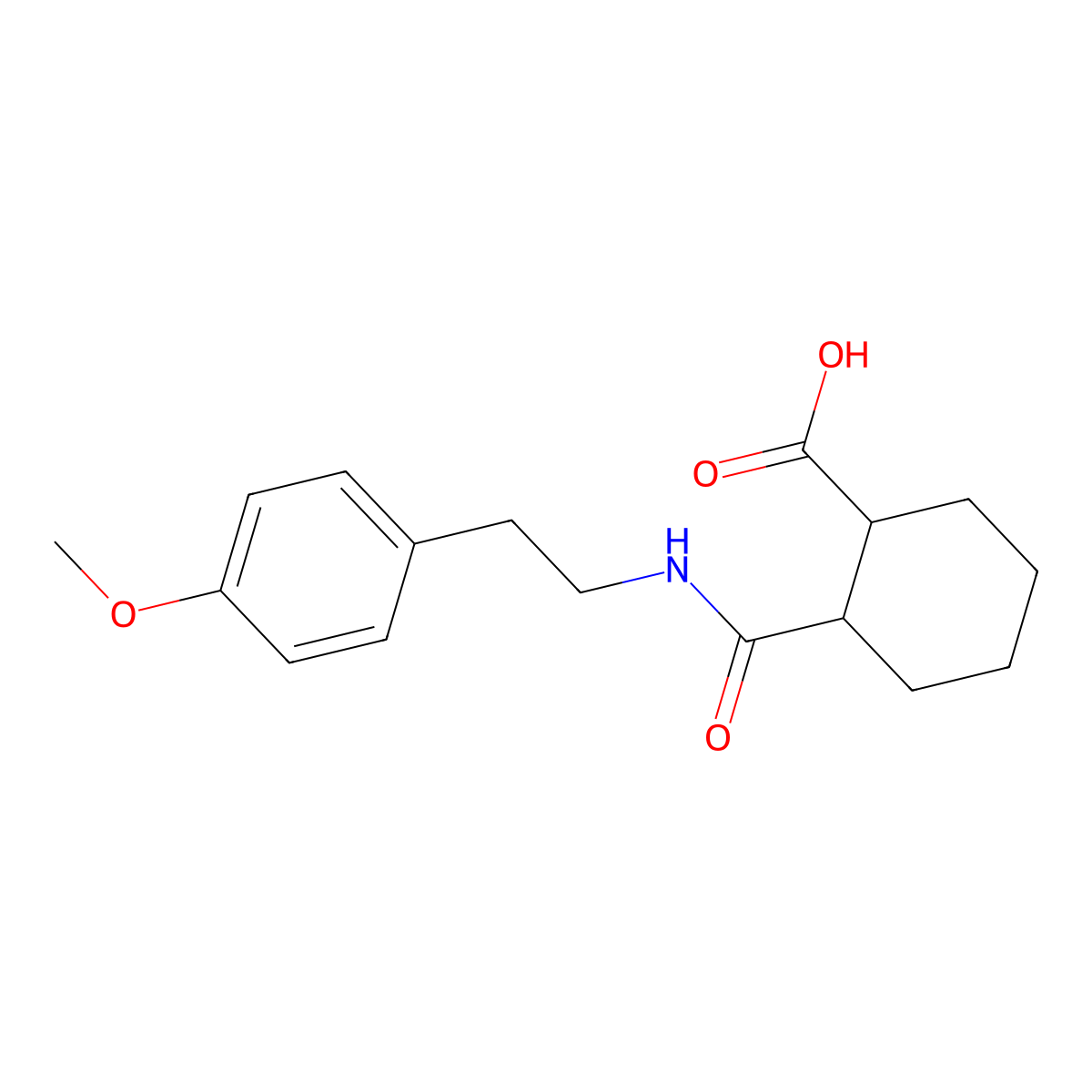 Cyclohexanecarboxylic acid, 2-[[[2-(4-methoxyphenyl)ethyl]amino]carbonyl]- molecular structure, CAS 313392-85-7