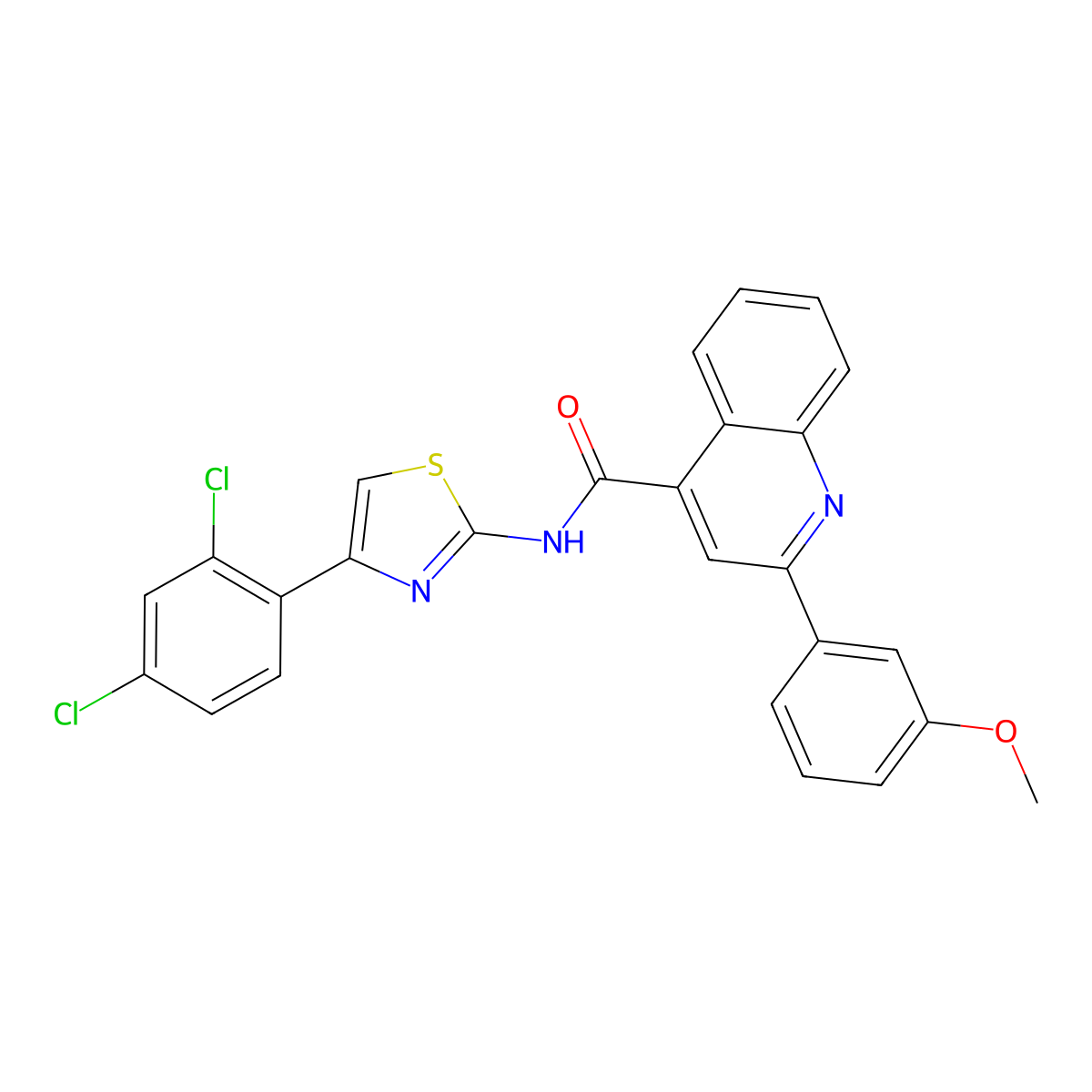 N-[4-(2,4-dichlorophenyl)-1,3-thiazol-2-yl]-2-(3-methoxyphenyl)quinoline-4-carboxamide molecular structure, CAS 313393-04-3