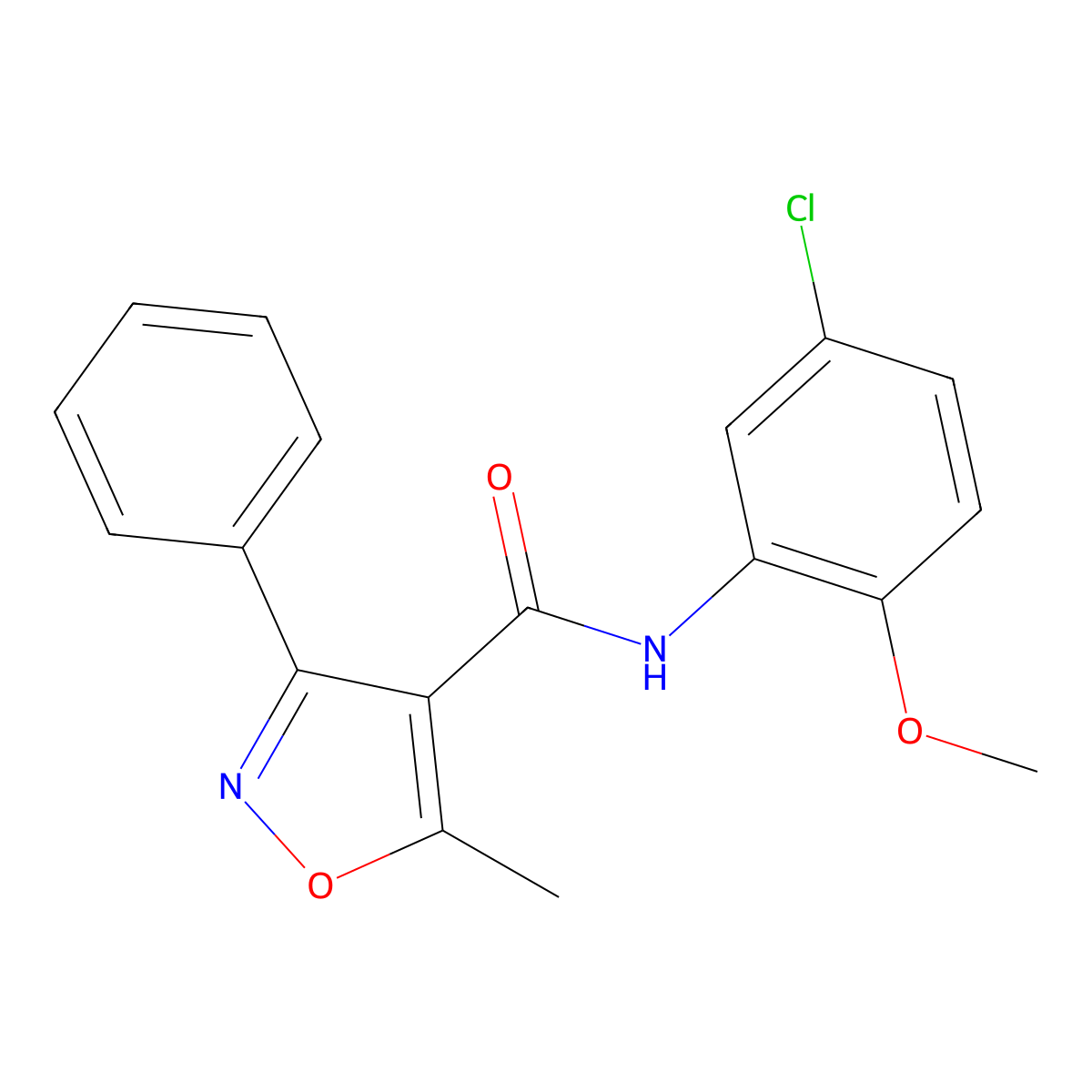 N-(5-chloro-2-methoxyphenyl)-5-methyl-3-phenyl-4-isoxazolecarboxamide molecular structure, CAS 313393-09-8