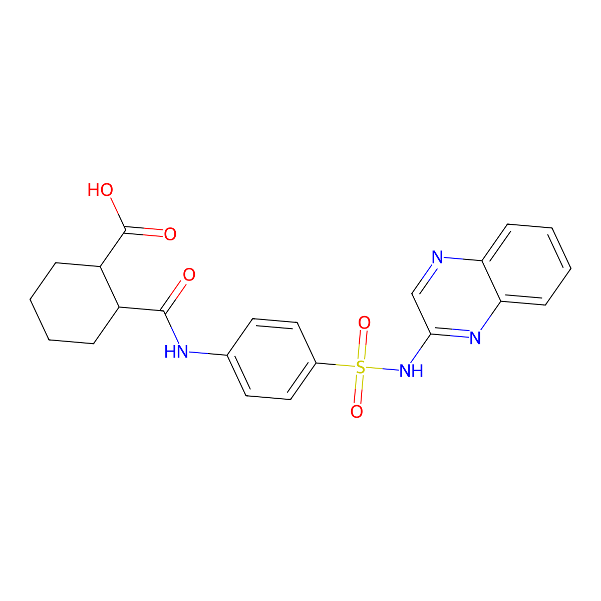 2-{[4-(Quinoxalin-2-ylsulfamoyl)phenyl]carbamoyl}cyclohexanecarboxylic acid molecular structure, CAS 313393-10-1