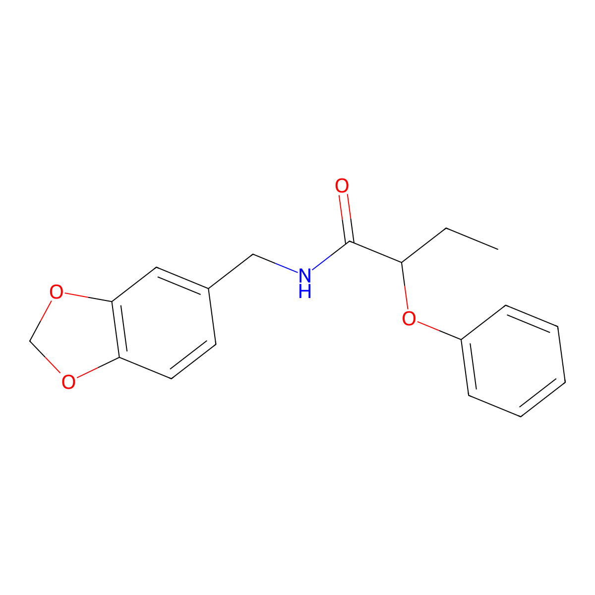 N-(1,3-benzodioxol-5-ylmethyl)-2-phenoxybutanamide molecular structure, CAS 313393-14-5
