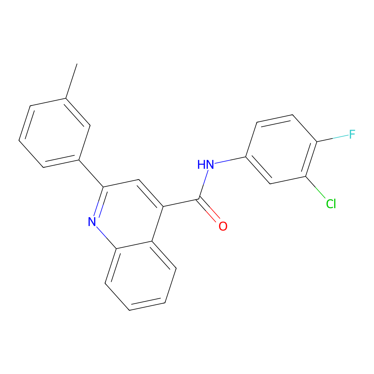 N-(3-chloro-4-fluorophenyl)-2-(3-methylphenyl)quinoline-4-carboxamide molecular structure, CAS 313393-23-6