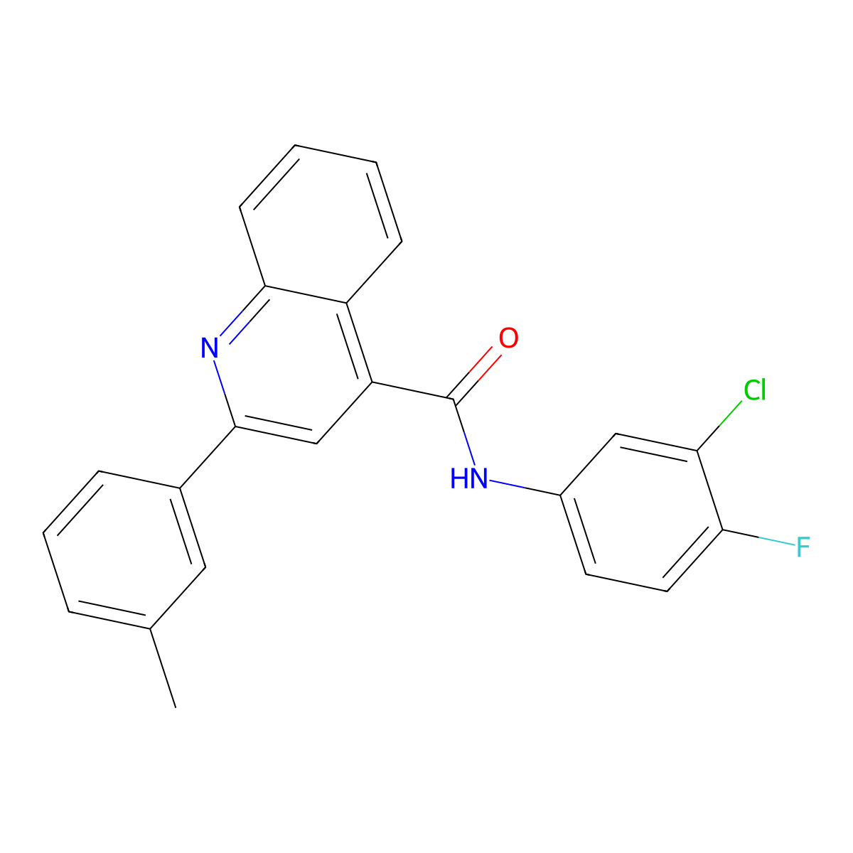 N-(3-chloro-4-fluorophenyl)-2-(3-methylphenyl)quinoline-4-carboxamide molecular structure, CAS 313393-23-6