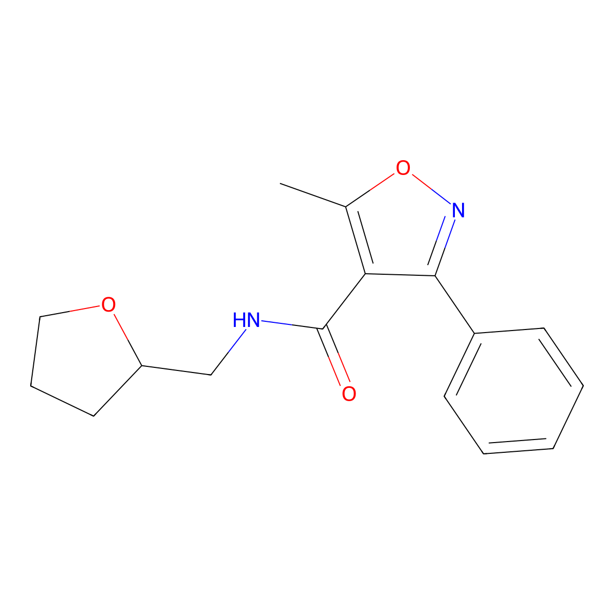 5-methyl-N-(oxolan-2-ylmethyl)-3-phenyl-1,2-oxazole-4-carboxamide molecular structure, CAS 313393-48-5