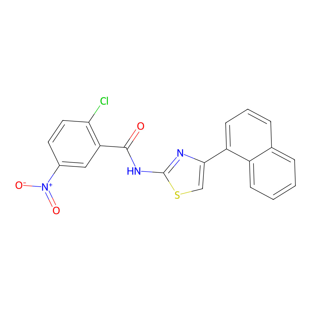 2-chloro-N-(4-naphthalen-1-yl-1,3-thiazol-2-yl)-5-nitrobenzamide molecular structure, CAS 313393-87-2