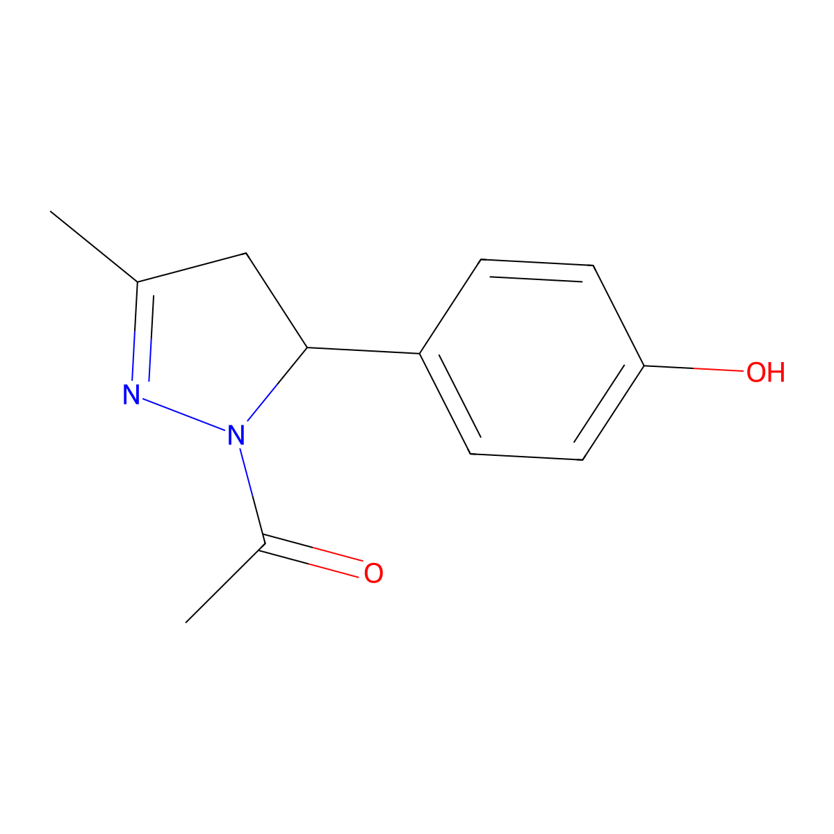 1-[3-(4-Hydroxyphenyl)-5-methyl-3,4-dihydropyrazol-2-yl]ethanone molecular structure, CAS 313394-46-6