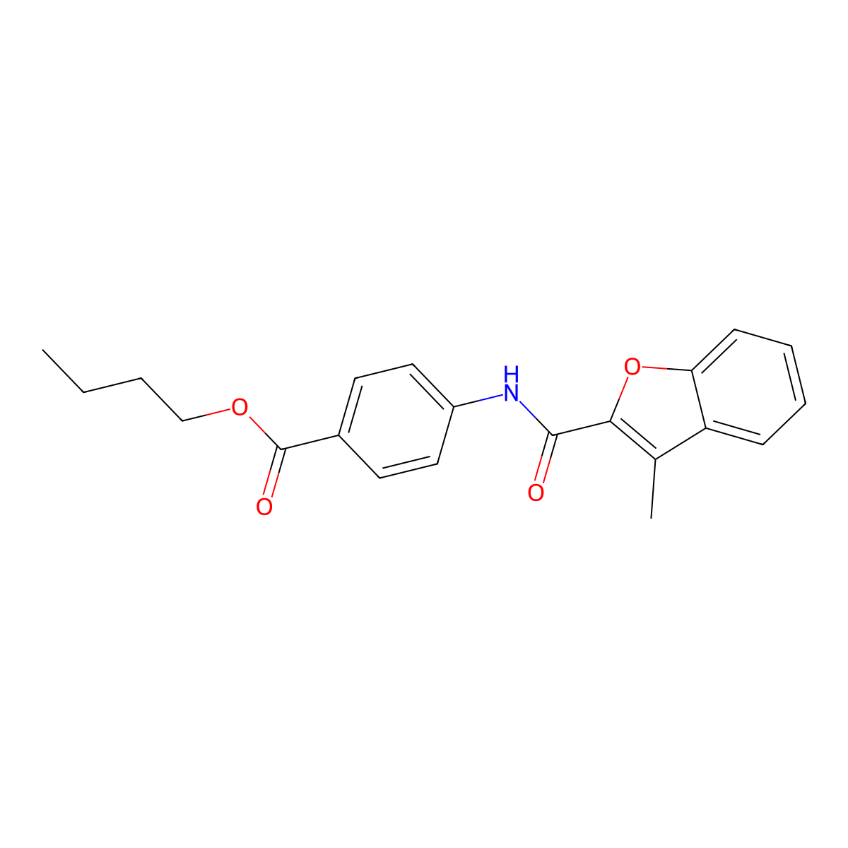 Butyl 4-[(3-methylbenzo[d]furan-2-yl)carbonylamino]benzoate molecular structure, CAS 313394-79-5