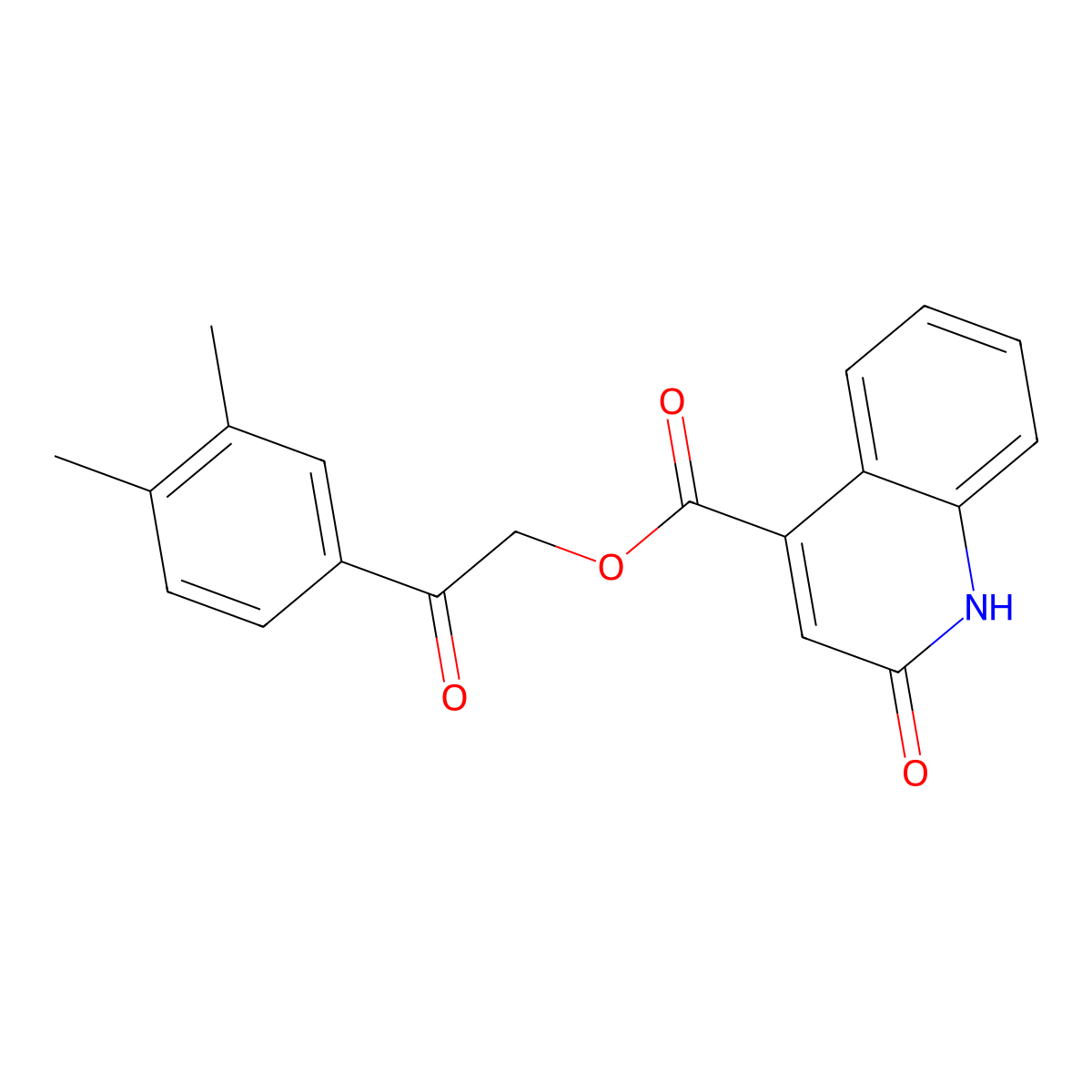 2-(3,4-Dimethylphenyl)-2-oxoethyl 2-hydroxy-4-quinolinecarboxylate molecular structure, CAS 313394-90-0