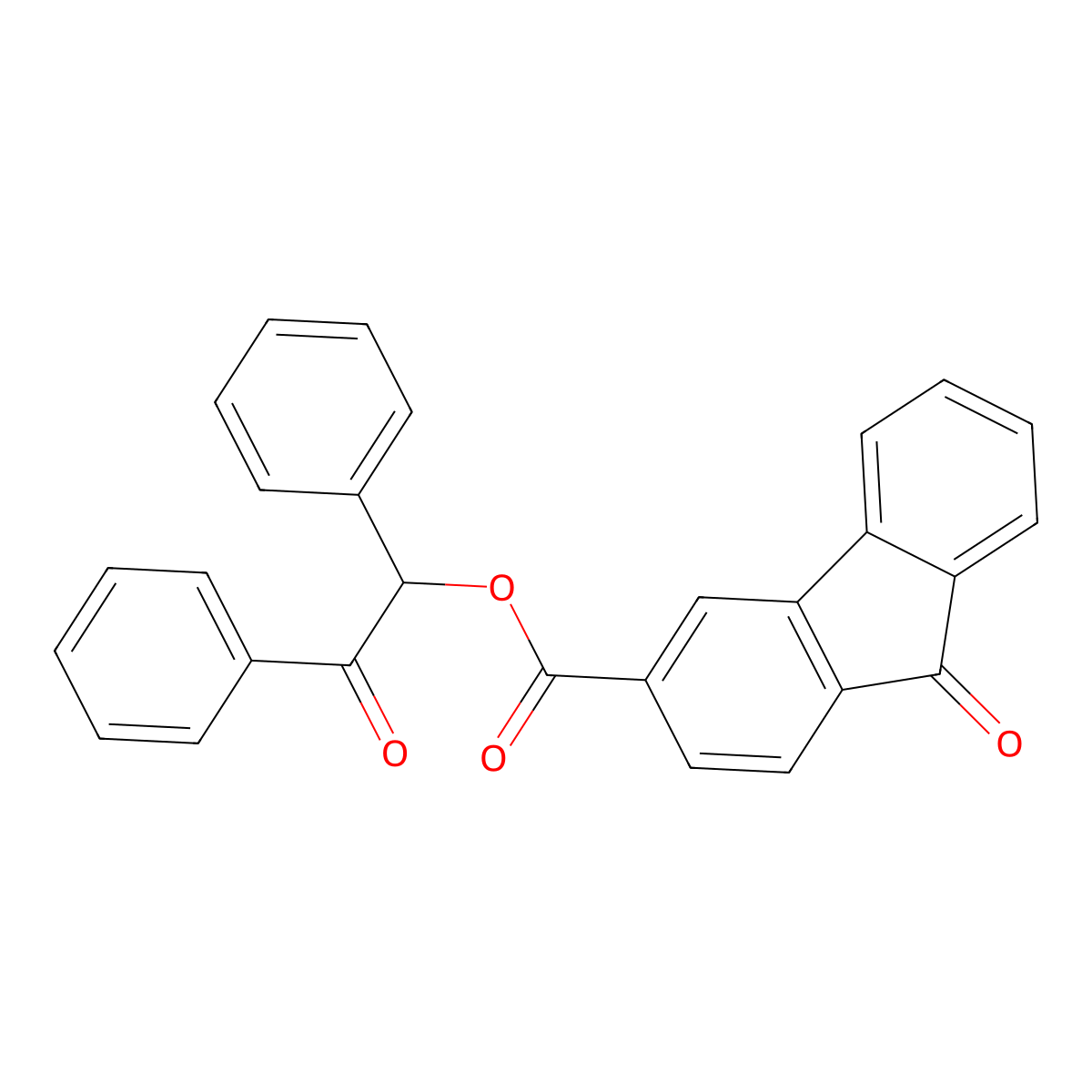 2-oxo-1,2-diphenylethyl 9-oxo-9H-fluorene-3-carboxylate molecular structure, CAS 313394-96-6