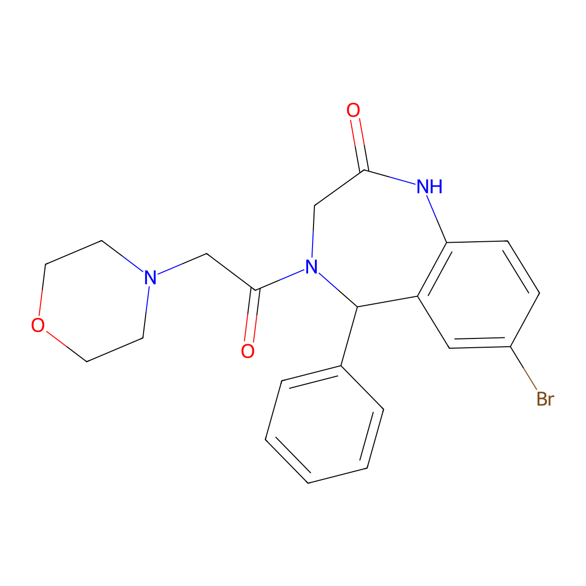 7-bromo-4-(2-morpholin-4-ylacetyl)-5-phenyl-3,5-dihydro-1H-1,4-benzodiazepin-2-one molecular structure, CAS 313395-40-3