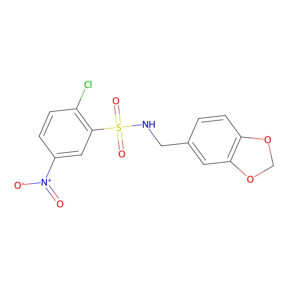 N-[(2H-1,3-benzodioxol-5-yl)methyl]-2-chloro-5-nitrobenzene-1-sulfonamide molecular structure, CAS 313395-41-4