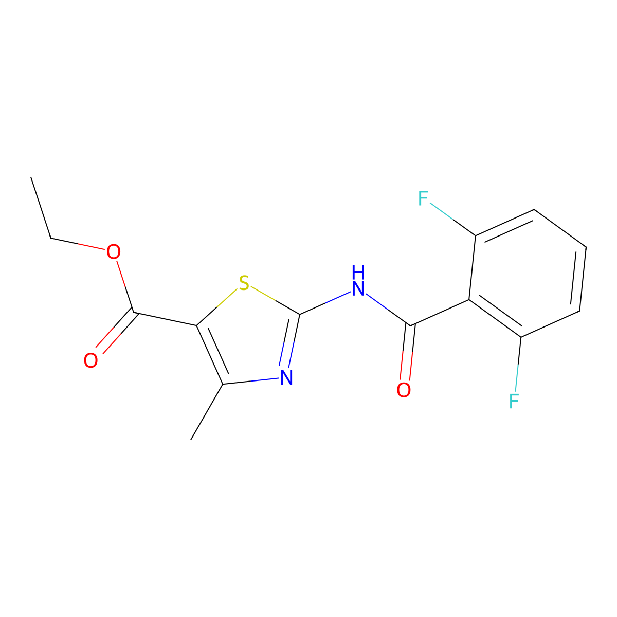 Ethyl 2-(2,6-difluorobenzamido)-4-methylthiazole-5-carboxylate molecular structure, CAS 313395-42-5