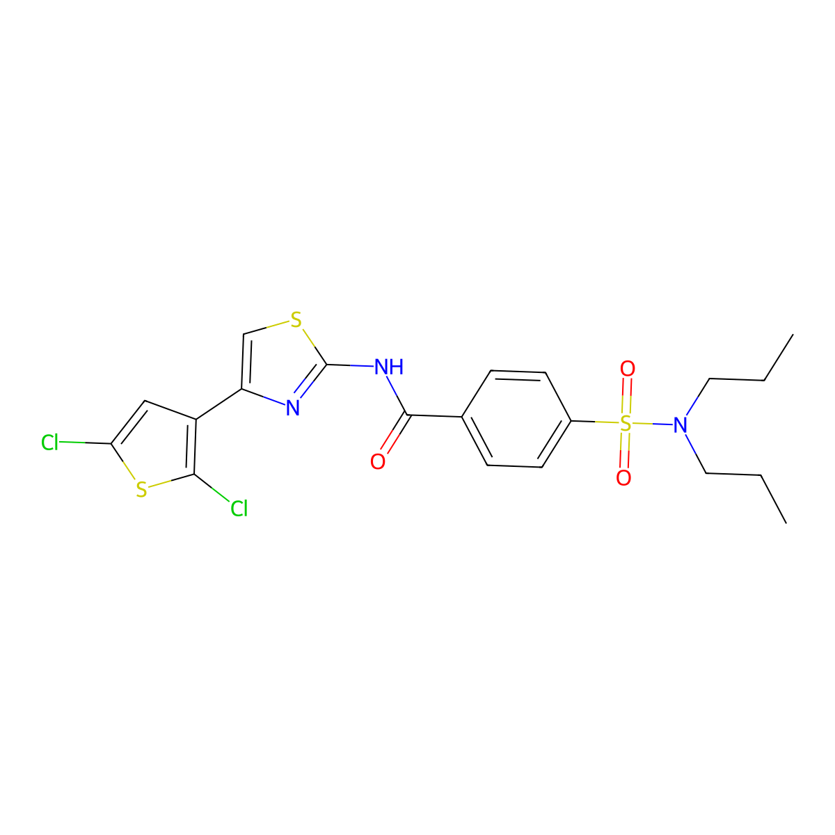 N-[4-(2,5-dichlorothiophen-3-yl)-1,3-thiazol-2-yl]-4-(dipropylsulfamoyl)benzamide molecular structure, CAS 313395-43-6