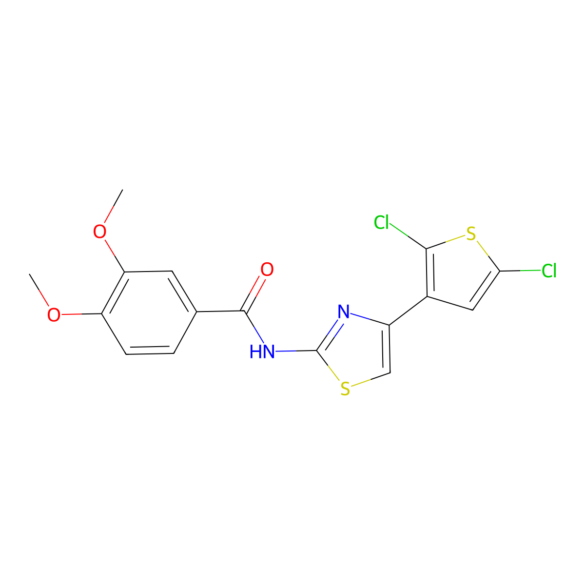 N-[4-(2,5-dichlorothiophen-3-yl)-1,3-thiazol-2-yl]-3,4-dimethoxybenzamide molecular structure, CAS 313395-44-7