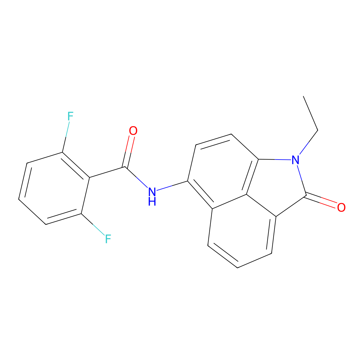 N-(1-ethyl-2-oxo-1,2-dihydrobenzo[cd]indol-6-yl)-2,6-difluorobenzamide molecular structure, CAS 313395-45-8