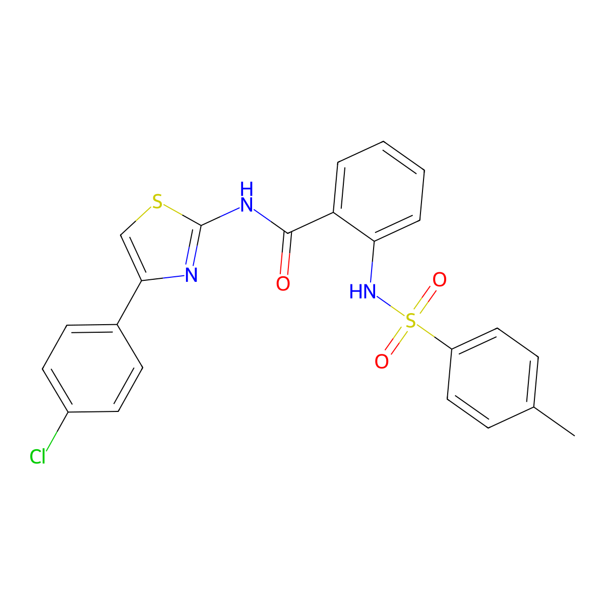 N-[4-(4-chlorophenyl)-1,3-thiazol-2-yl]-2-[(4-methylphenyl)sulfonylamino]benzamide molecular structure, CAS 313395-55-0