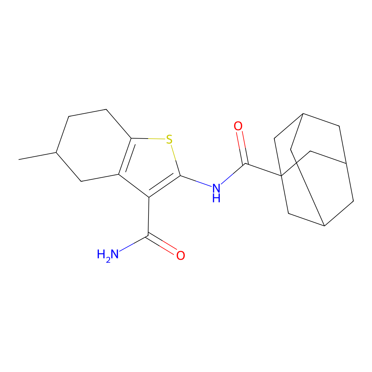 2-(Adamantane-1-carbonylamino)-5-methyl-4,5,6,7-tetrahydro-1-benzothiophene-3-carboxamide molecular structure, CAS 313395-57-2