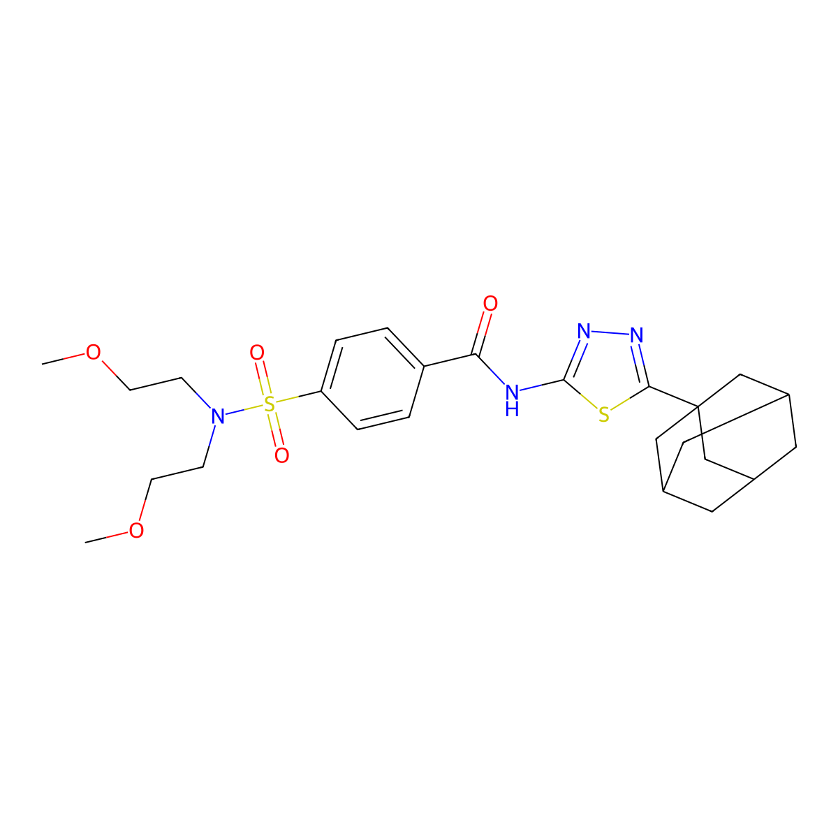 N-[5-(1-adamantyl)-1,3,4-thiadiazol-2-yl]-4-[bis(2-methoxyethyl)sulfamoyl]benzamide molecular structure, CAS 313395-61-8
