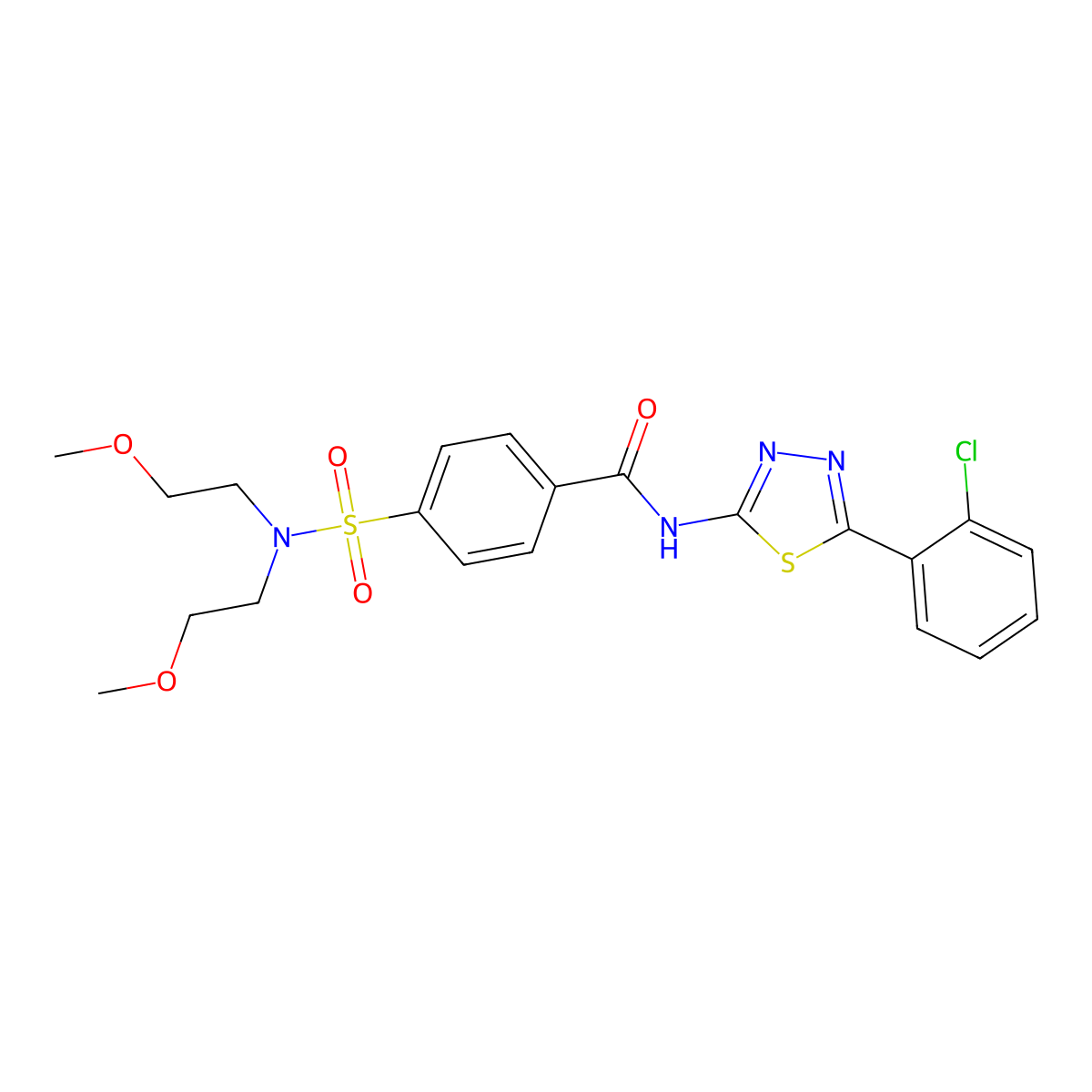 4-[bis(2-methoxyethyl)sulfamoyl]-N-[5-(2-chlorophenyl)-1,3,4-thiadiazol-2-yl]benzamide molecular structure, CAS 313395-62-9