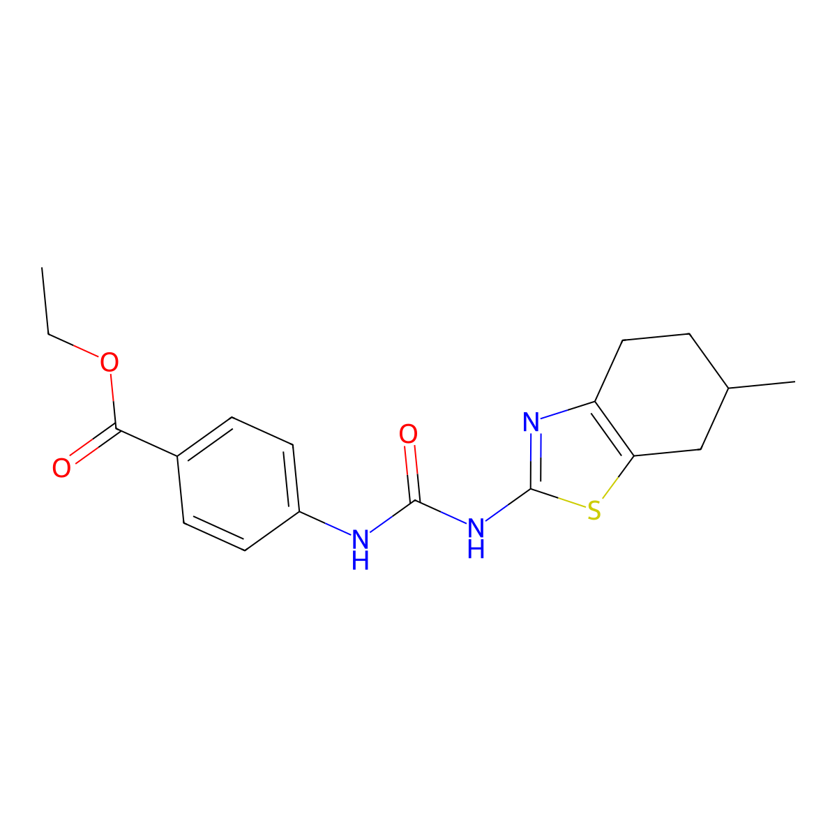 Ethyl 4-(3-(6-methyl-4,5,6,7-tetrahydrobenzo[d]thiazol-2-yl)ureido)benzoate molecular structure, CAS 313395-64-1