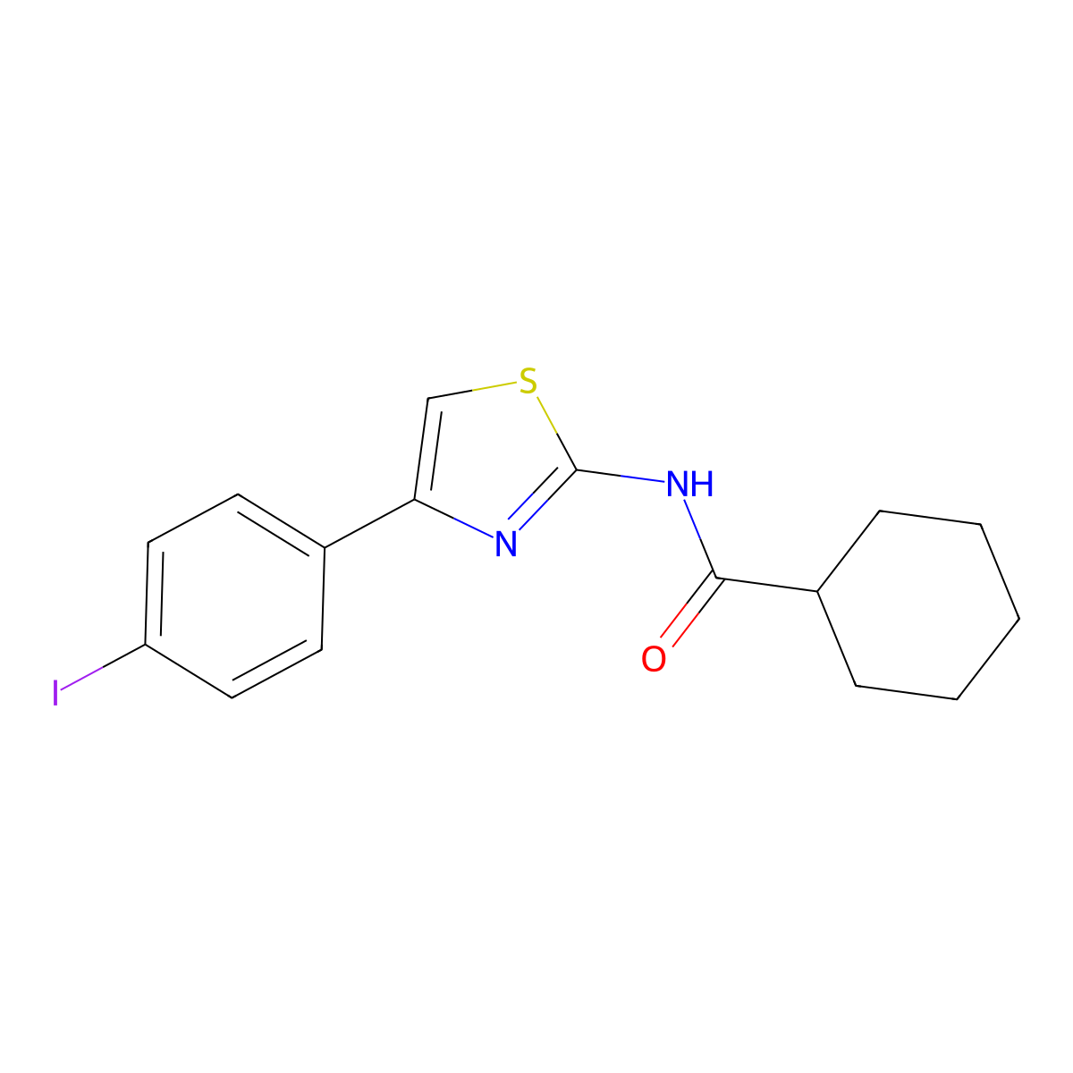 N-[4-(4-iodophenyl)-1,3-thiazol-2-yl]cyclohexanecarboxamide molecular structure, CAS 313395-65-2